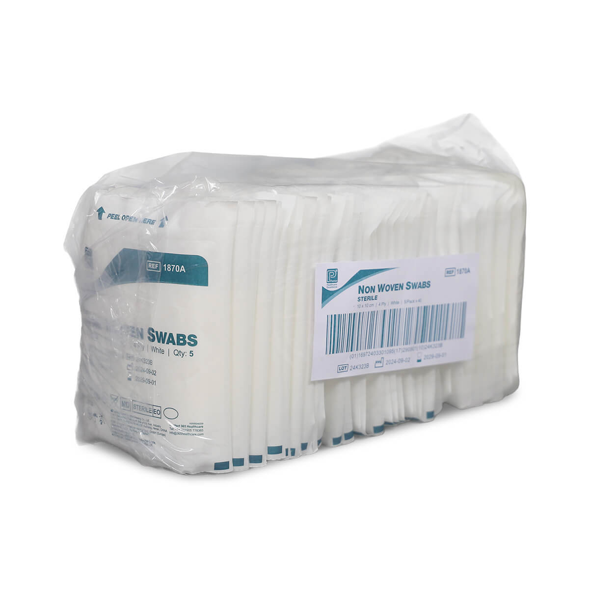 Sterile Non Woven Swabs 4 Ply White 10 x 10 cm x40 5 swabs/pouch.