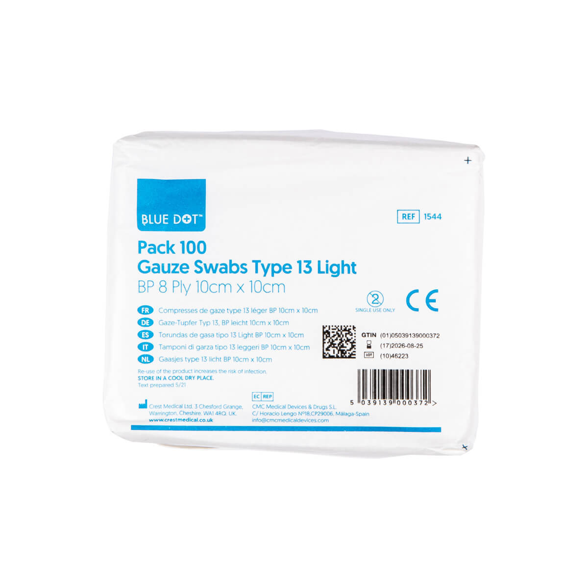 Blue Dot Non-Sterile Gauze Swabs 10cm x 10cm x 100