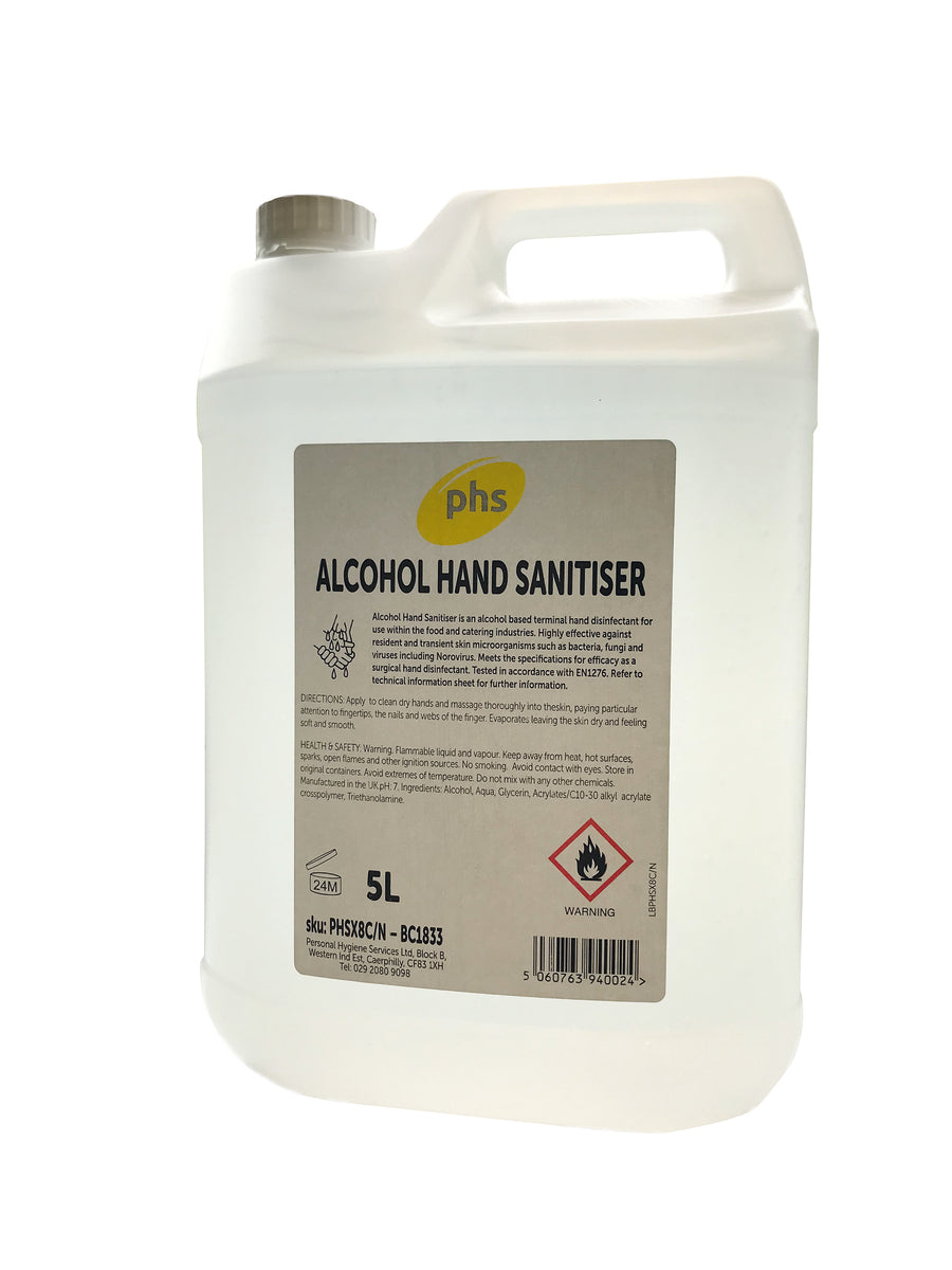 PHS Hand Sanitiser 62% Alcohol Gel 5 Litre