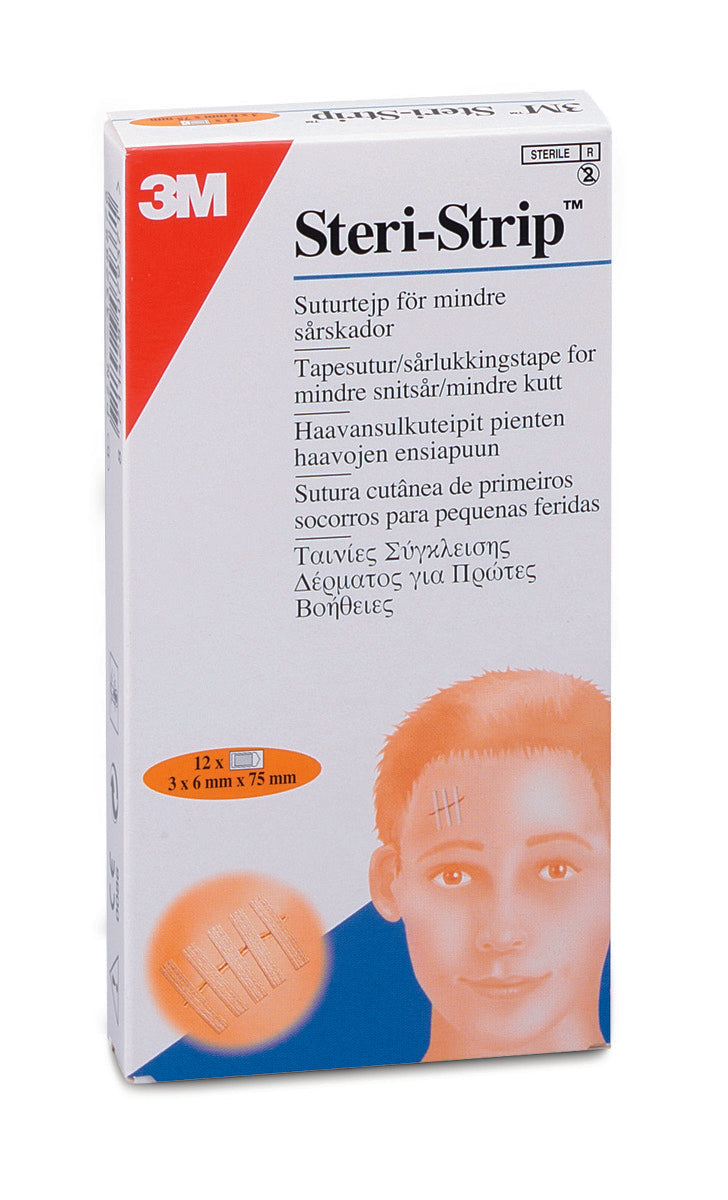 Steri-Strip Wound Closure Strips - 3 strips 6mm x 75mm x12